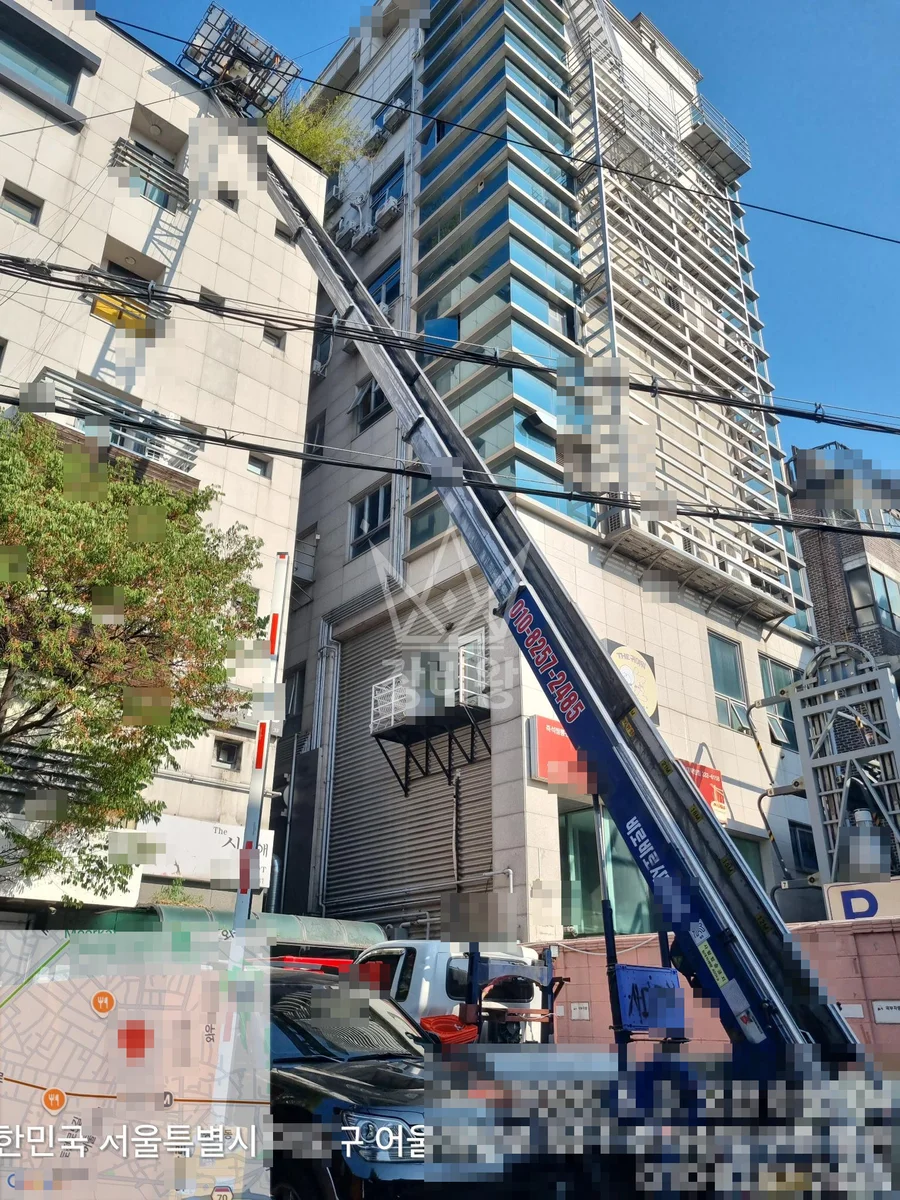 울산 사다리차 자재 양중 작업 현장