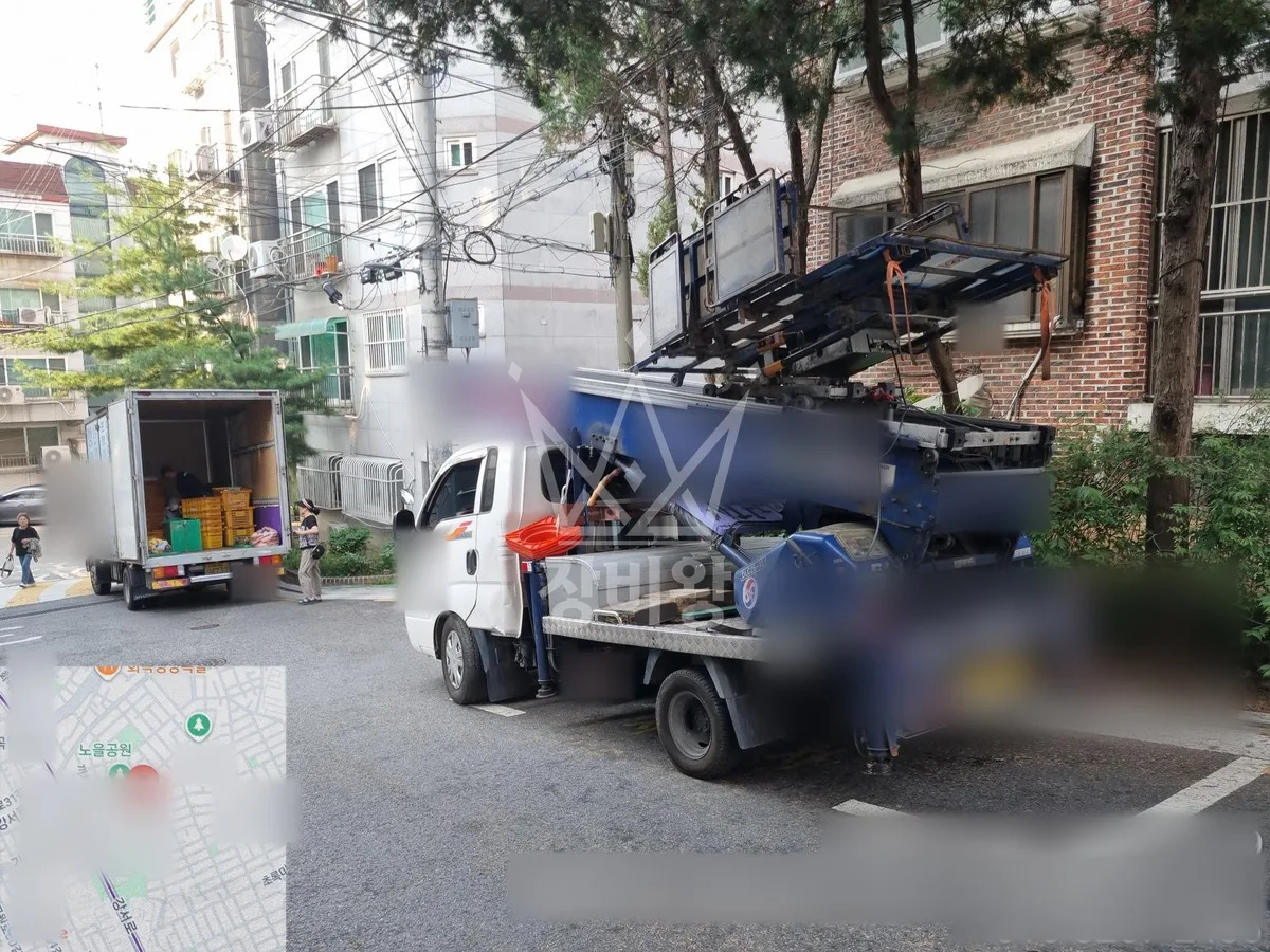 서울 사다리차 자재 양중 작업 현장