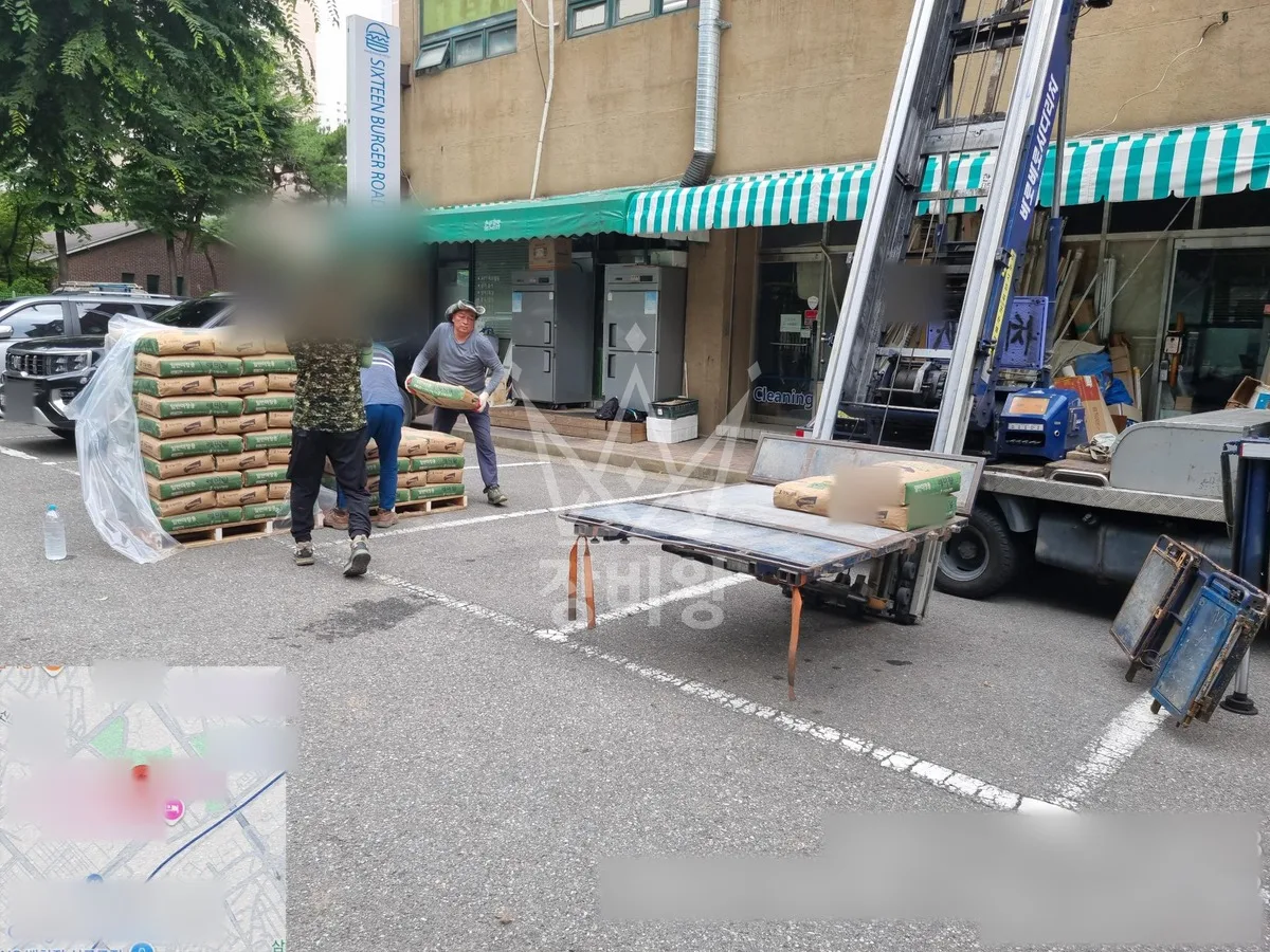 전남 진도군 사다리차 자재 양중 작업 현장