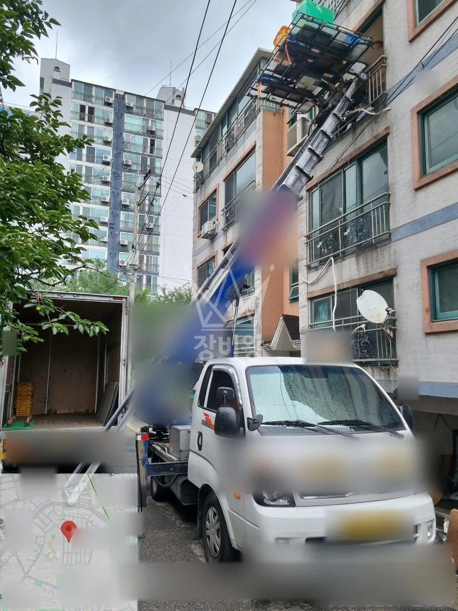 전남 사다리차 자재 양중 작업 현장