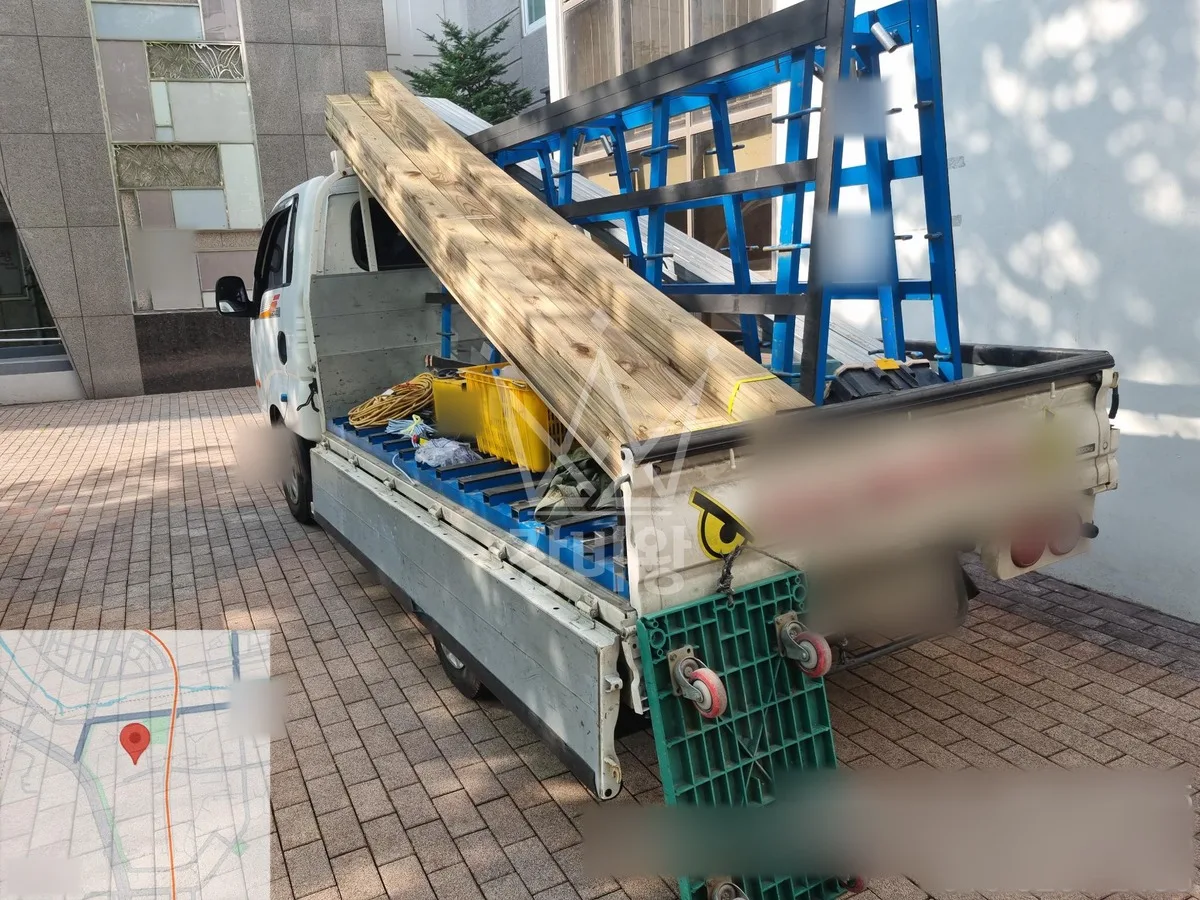 부산 연제구 사다리차 에어컨 실외기 작업 현장
