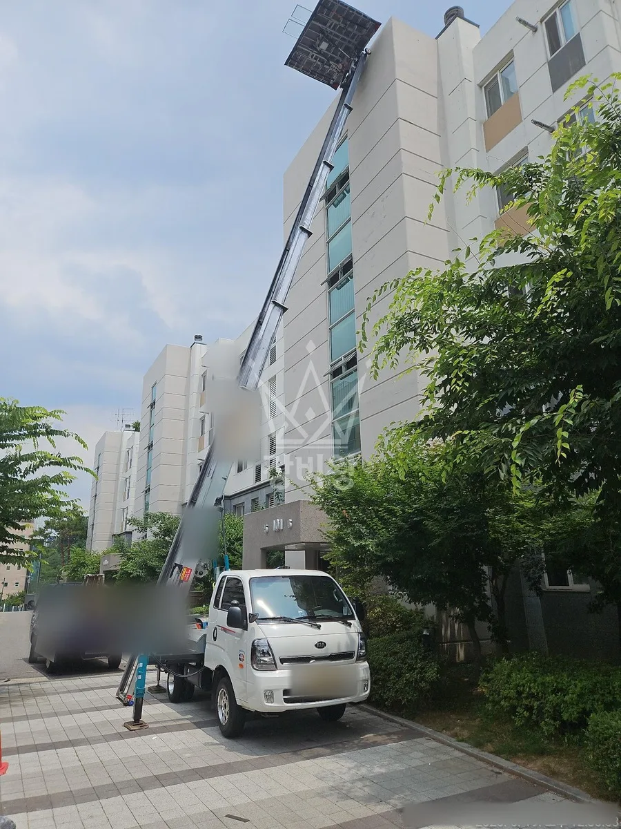 제주 사다리차 자재 양중 작업 현장