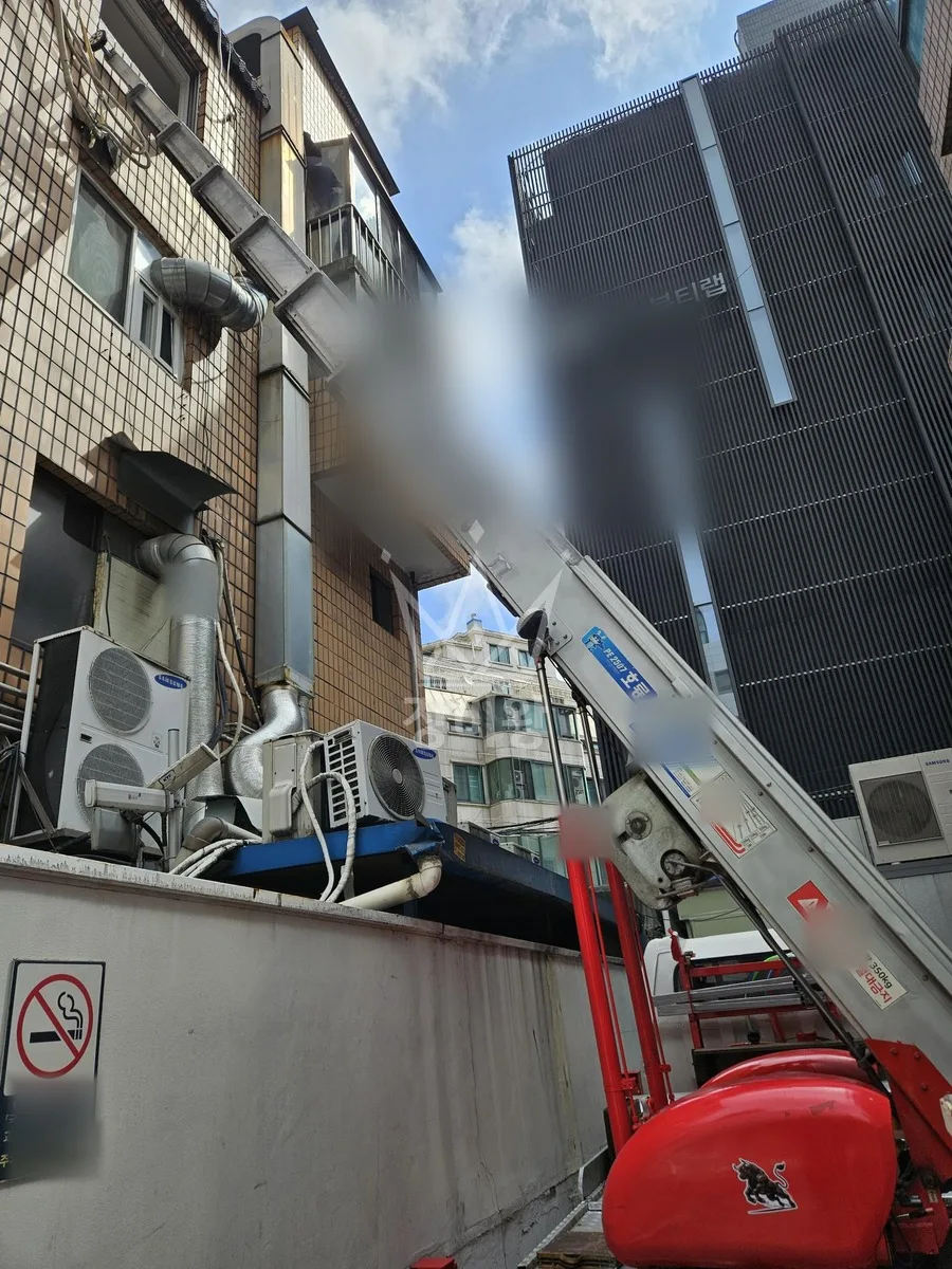전북 임실군 사다리차 에어컨 실외기 작업 현장