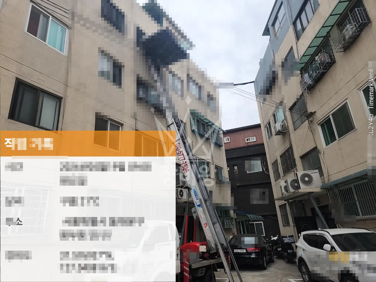 인천 사다리차 자재 양중 작업 현장