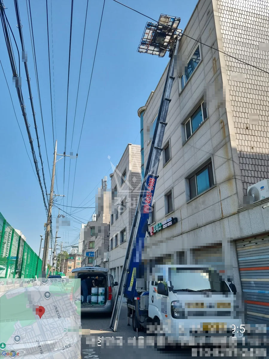 서울 구로구 사다리차 자재 양중 작업 현장