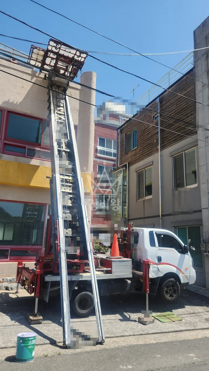 제주 사다리차 자재 양중 작업 현장